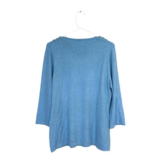 J. Mclaughlin Women's Sweater Cotton Modal Neck Detail Blue Size L - Picture 6 of 8